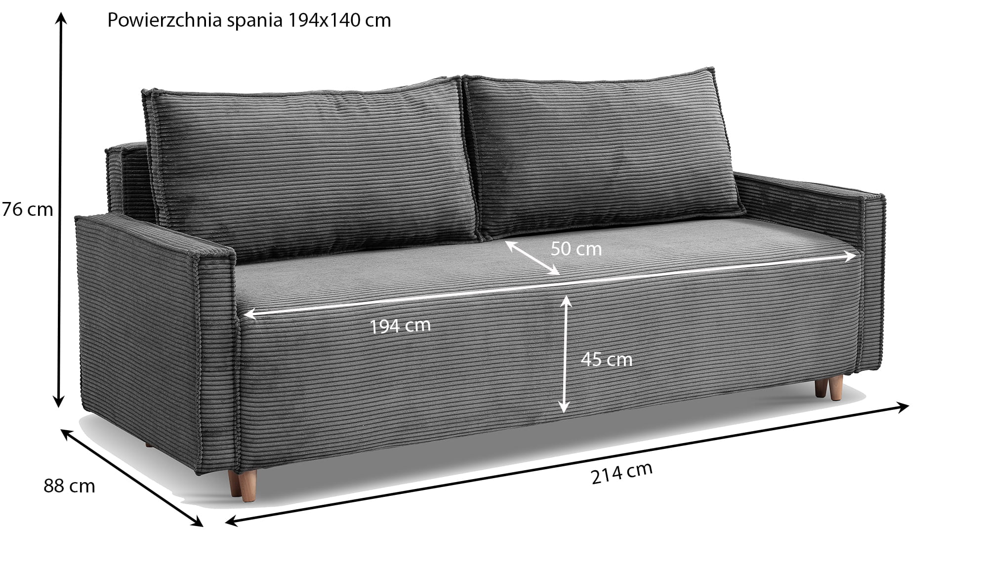 rozkładana sofa kolor szary
