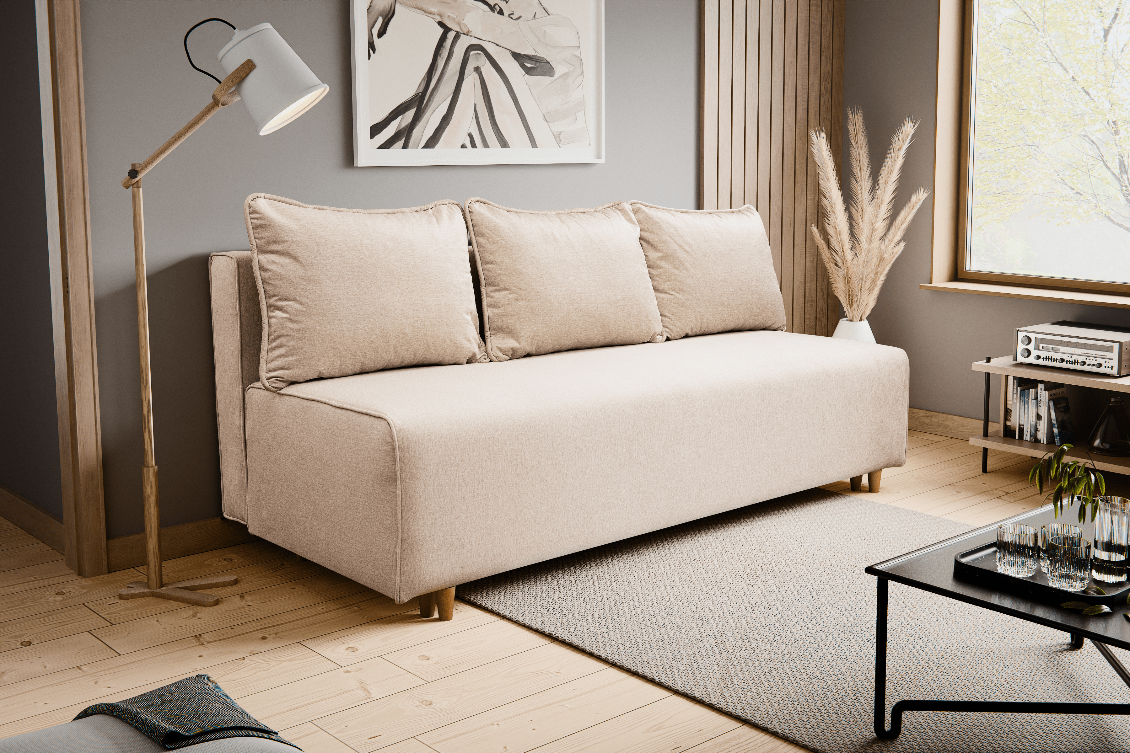sofa z funkcją spania do salonu