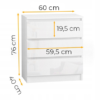 komoda 60 3 szuflady bialy mat + polysk - wymiary