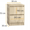 Komoda 30 cm 2 szuflady sonoma - wymiary
