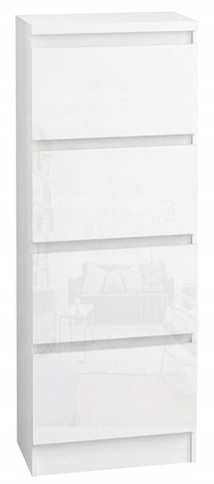 Komoda 40 cm 4 szuflady Korpus Biały mat, Fronty Połysk