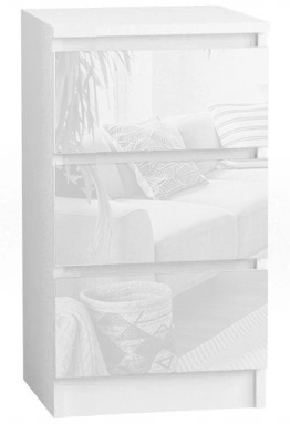 Komoda 40 cm 3 szuflady Korpus Biały mat,Fronty Połysk