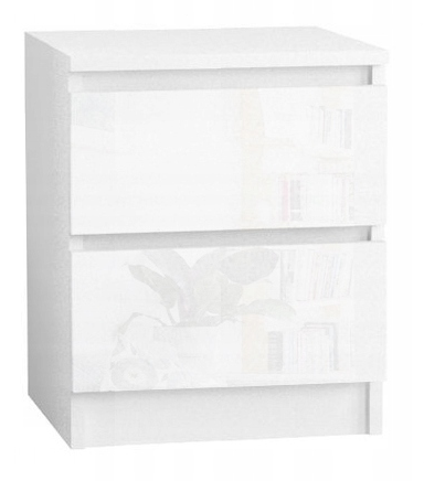 Komoda 40 cm 2 szuflady Korpus Biały mat, Fronty Połys