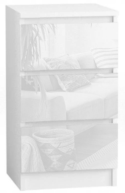 Komoda 50 cm 3 szuflady Korpus Biały mat,Fronty Połysk