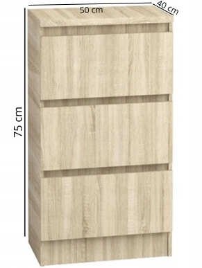 Komoda 50 cm 3 szuflady Sonoma - wymiary