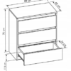 Komoda 80 cm 3 szuflady Korpus Biały mat, Fronty Połysk - wymiary