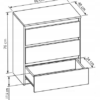 Komoda 80 cm 3 szuflady sonoma - wymiary