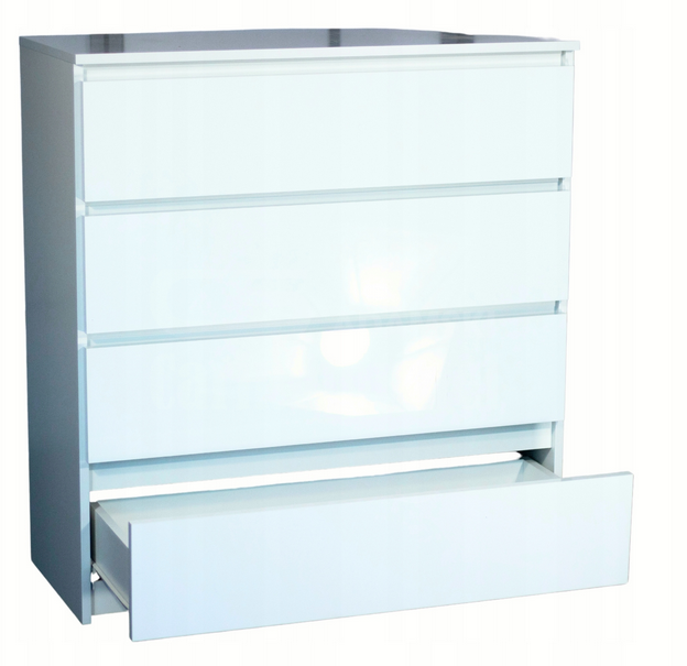Komoda 90 cm 4 szuflady Korpus Biały mat, Fronty Połysk - 2