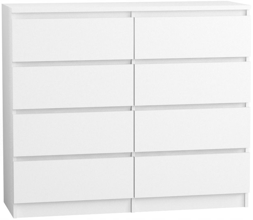 Komoda 120 cm 8 szuflad biała