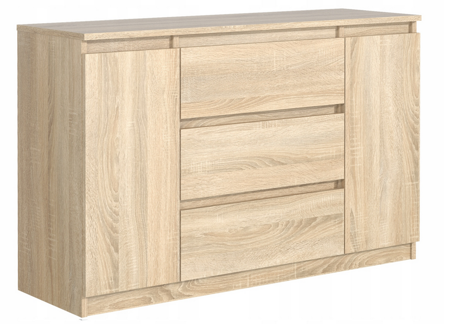Komoda 120 cm 3 szuflady 2 szafki Sonoma