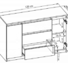 Komoda 120 cm 3 szuflady 2 szafki Sonoma - wymiary