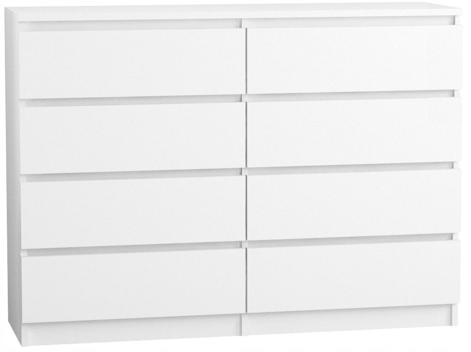 Komoda 140 cm 8 szuflad biała