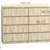 Komoda 140 cm 8 szuflad sonoma - wymiary