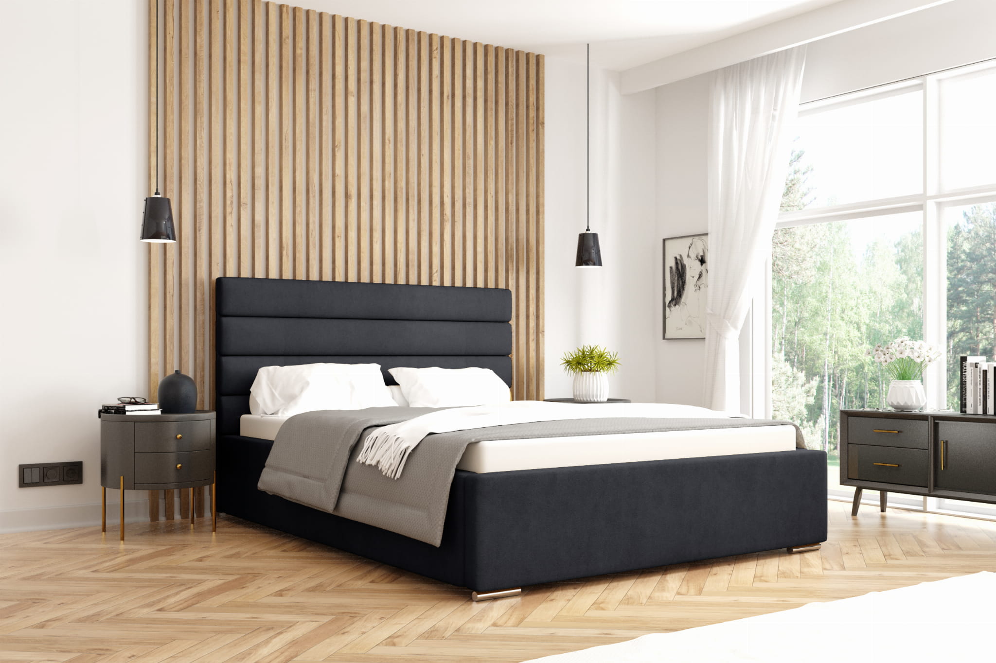 Lozko-140x200-tapicerowane-grafitowy agnes