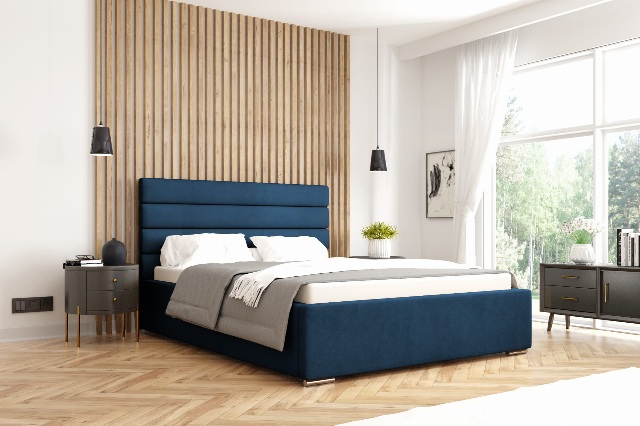Lozko-140x200-tapicerowane-granatowy agnes