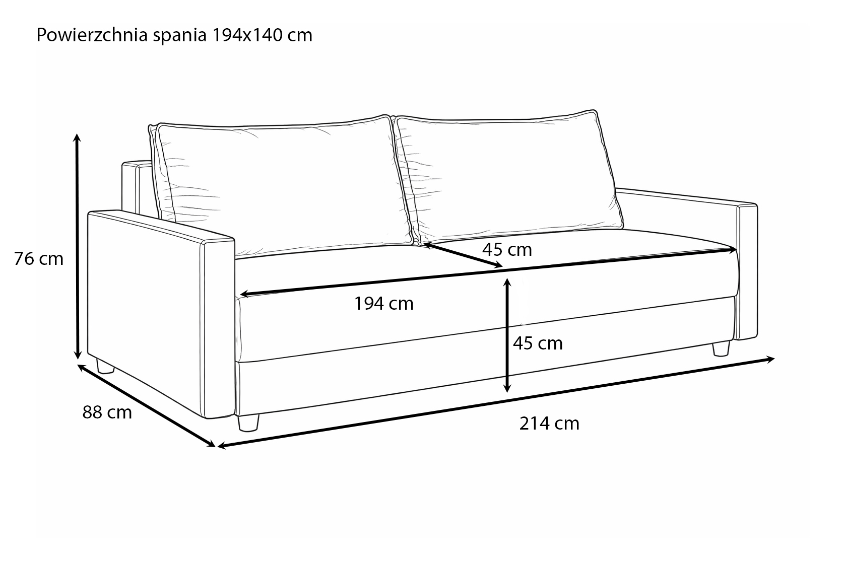 Kanapa z funkcją spania sofa z rozkładana sofa z bokami Poso - obrazek 8