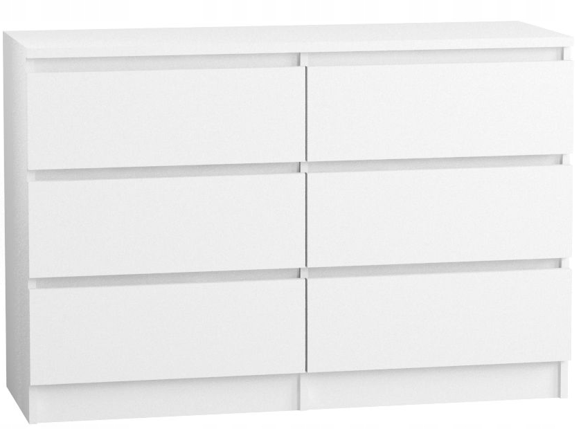 Komoda 120 cm 6 szuflad biała